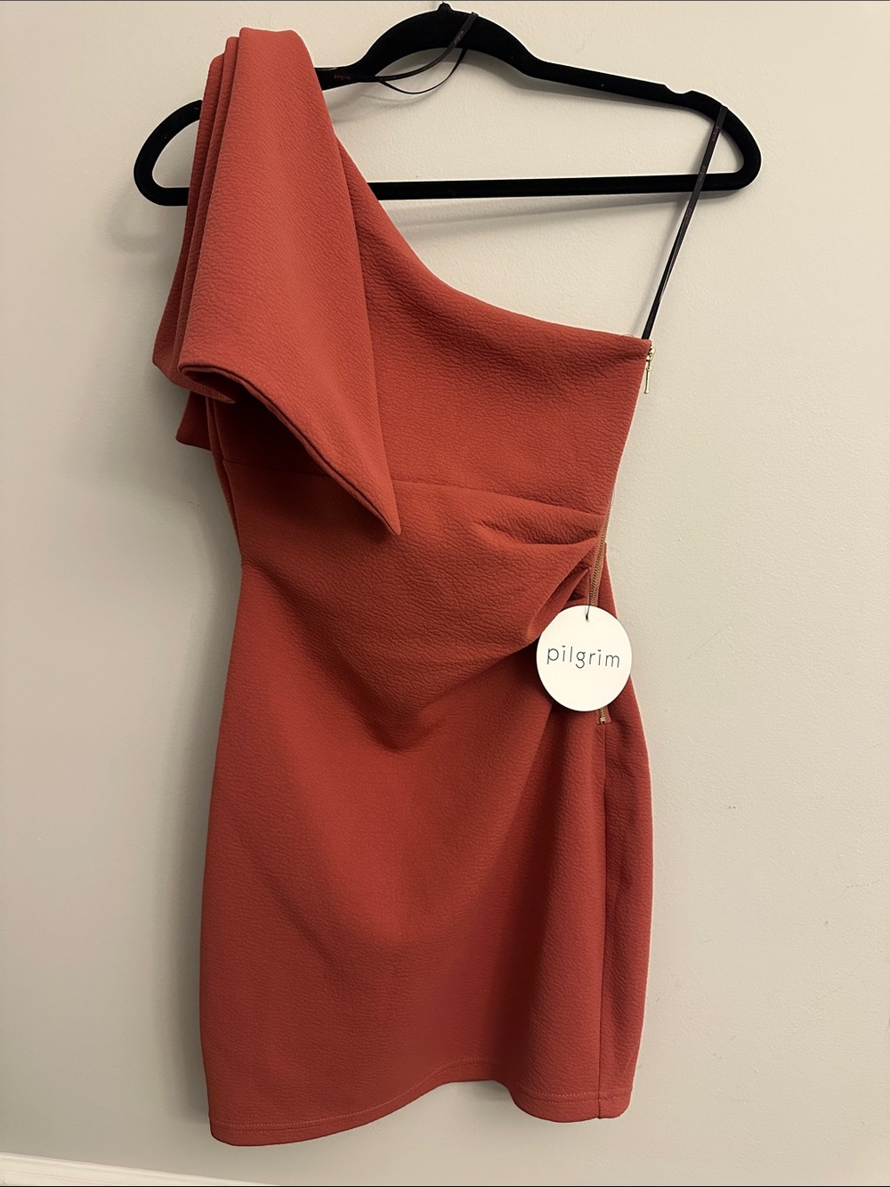 Pilgrim One-Shoulder Brick Red Mini cocktail Dress sz. 4 New!